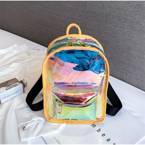 Korea Backpack Girls Teenage Student School Bags Laser Women Backpack PVC College Bag Pack Silver 2020