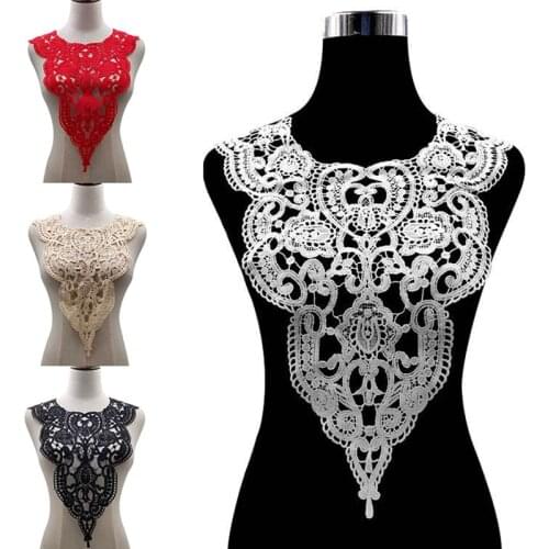 High Quality White Lace Embroidered Applique Water-soluble lace collar Openwork embroidered fake collar DIY lace accessories
