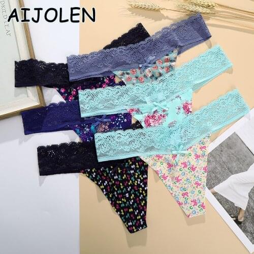 AIJOLEN Lace-trimmed Briefs Low-waist Womens Underwear Sexy Thongs G String Printed Sexy Panties Underwear for Women