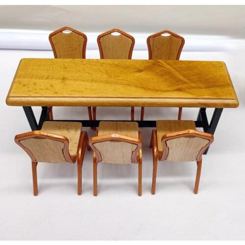 1/12 Dollhouse Miniature Dining Table Chair Doll House Wooden Furniture Toy for 6 inch Action Figure BJD OB11 Figure Doll
