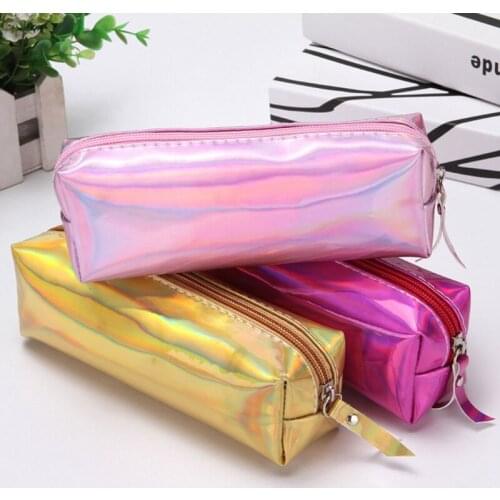 Laser Pencil Case for Girls Boy Kawaii School Supplies Stationery Gift Cute Pencil Box Pencil Bag