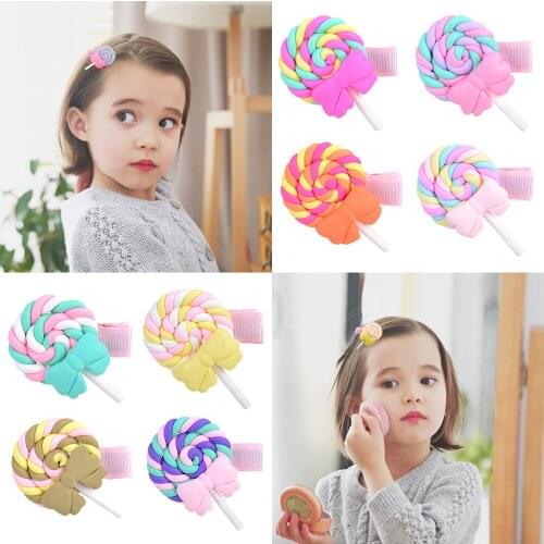 Lovely Lollipop Shape Hair Clip For Baby Girls Cartoon Rainbow Hairpins Boutique Handmade Barrettes Headwear Hair Accessories118