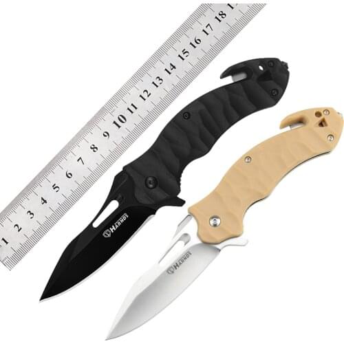 HARNDS Conch Multifunction Folding Knife Pocket Knife with Glass-Filled Nylon Handle Glass Breaker Belt Cutter and Pocketclip