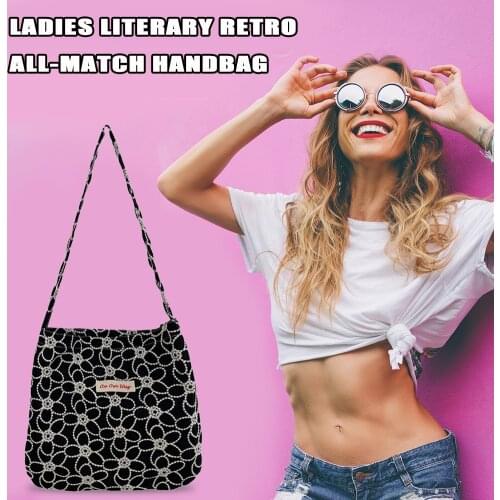 Fashion Exquisite Shopping Bag Women Fashion Canvas Embroidery Shoulder Bag Casual Floral Large Messenger Bag