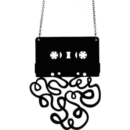 Fashion Cool Magnetic tape Acrylic Pendant Necklace Reminiscent Vintage Necklaces For Women Men Gift of Good Memory E19014