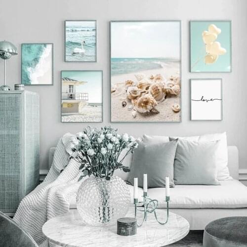 Sea Spray Conch Starfish Beach Coconut Wall Art Nordic Canvas Painting Posters And Prints Wall Pictures For Living Room Decor