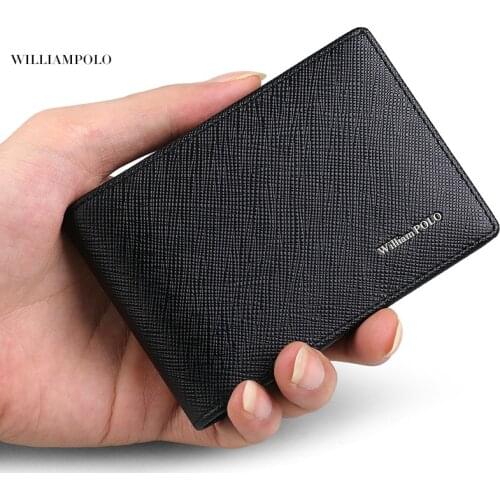 100% Cowhide Leather Men Wallet New Card Holder Simple RFid Wallet for Bank Cards Business Cards ID
