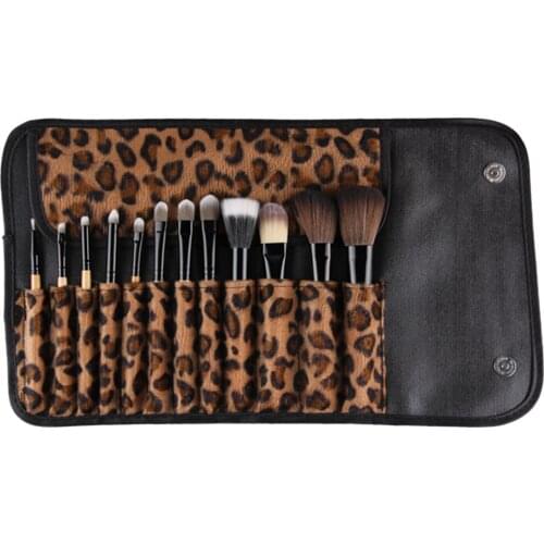 12pcs Professional NATURAL WOOD Makeup Brush Set Kabuki Foundation Kit + Bag