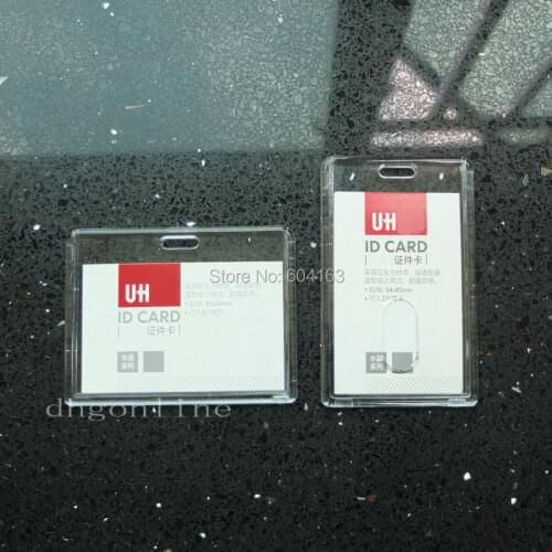 2 Pcs Acrylic Hard Card Holder Badge Reel Retractable Strap Lanyard Clear ID VL SL Excellent