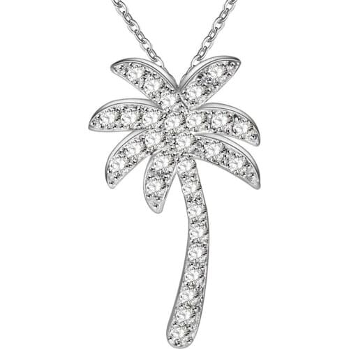 Wholesale Charm Silver Color Pendants For Women Fashion Jewelry Necklace Lady Fashion Jewelry Pendant Coconuttree AN294/bayajsfa