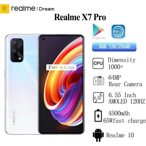 Original Realme X7 Pro 128GB 256GB 5G Mobile Phone 6.55" Octa Core 120Hz AMOLED 64MP Quad Camera 4500mAh 65W Fast Charge