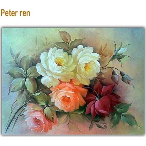 Peter ren Full Square/Round Diamond Painting Cross Stitch Wall Art Decor Diamond Mosaic Picture of Rhinestones Bouquet of roses