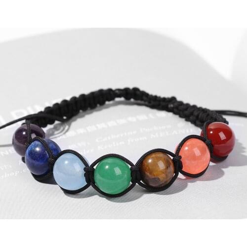 7 Chakra Bracelets Jewelry Handmade Balancing Spiritual Adjustable Rope Reiki Healing Natural Mineral Beads Crystals Bracelet