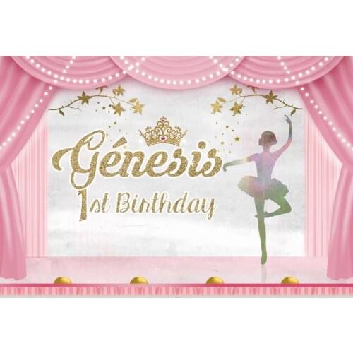 Custom ballerina ballet theater princess birthday curtains stage backdrops High quality Computer print party background