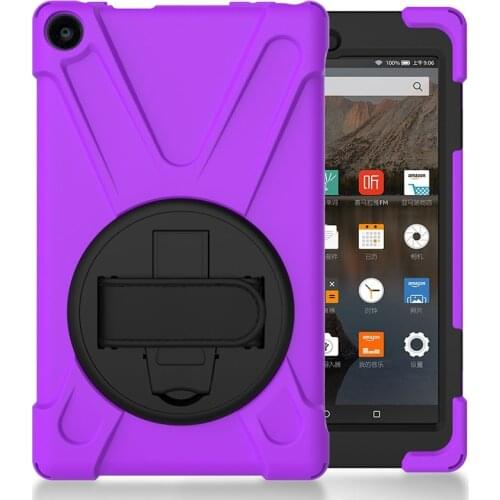 Drop Resistance Heavy Duty Case with Holder and Hand Strap for Kindle Fire HD 8 Silicone Case 2017 2018 Tablet Cover+Pen