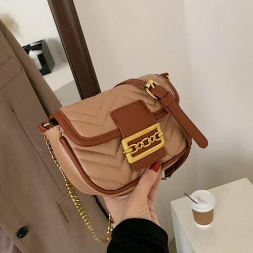 Luxury brand Saddle bag 2021 New High-quality PU Leather Womens Designer Handbag Chain Shoulder Messenger Bag Phone Purses