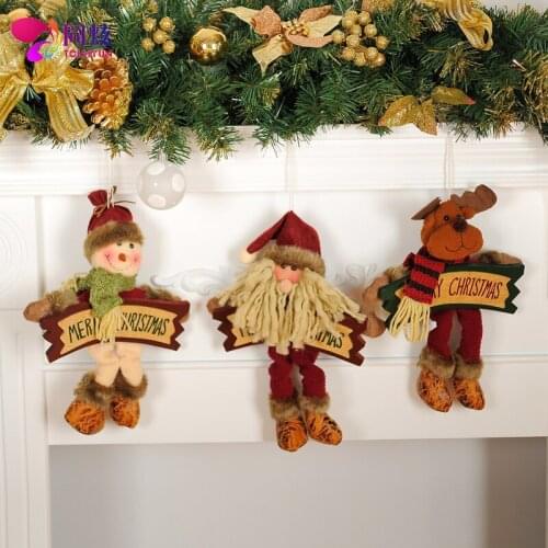Christmas decoration doll pendant Santa Claus Snowman deer craft Plush gift doll dress up
