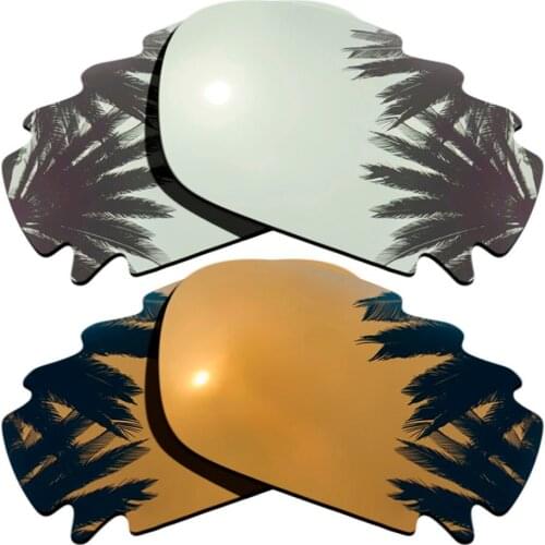 Silver+Bronze Gold Mirrored) 2-Pairs Polarized Replacement Lenses for Jawbone Vented/Racing Jacket 100% UVA & UVB Protection