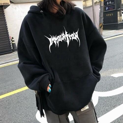 Harajuku Sweatshirts Ladies Warm Gothic Streetwear Punk Women Hoody Horror style Pullover Harajuku Casual Simple Letter Printing