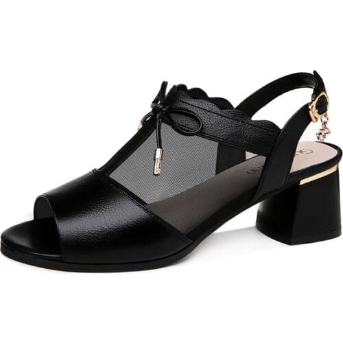 Open-Toed Thick-Heeled Bow-Knot Decorated One-Line Buckle Solid Color Shoes Women Waterproof Platform Women Shoes