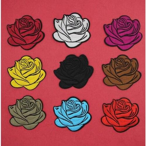 Rose Flower Embroidered Patches Hat Cap Clothes Stickers Bag Sew Iron On Applique DIY Apparel Sewing Clothing Accessories BU75