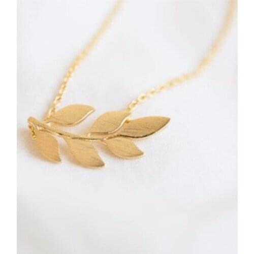 WJZB necklace bay leaves women fashion pendant necklace gift wholesale free shipping