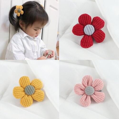 Korea Fashion Hair Clip Accessories Lovely Sun Flower Hairpin Trendy Solid Color Barrettes Women Girl Kids Safety Headdress Gift