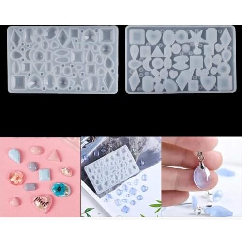 1Pcs Mirror Jewelry Crystal Epoxy Resin Mold Love Geometry Moon Variety Gemstone Pendant Mold for DIY Resin Pendants Crafts