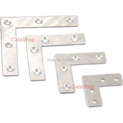10 Pca / Lot 40mm 50mm 60mm 80mm Flat L Shape Angle Plate Corner Brace Joint Fasteners Repair Bracket Stainless Steel