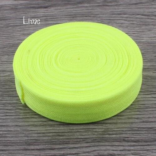 120Y OEM 5/8 Shiny Solid Highly-flexible Nylon Folded Over Elastic Webbing Ribbon Stretch FOE for Hair Tie/Hair Bows/Headbands