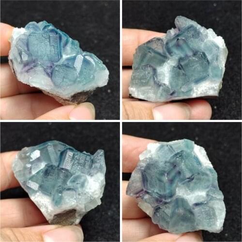 19.3-52.3g100% natural rare blue-green fluorite cluster mineral crystal specimen healing energy home decoration teaching specime