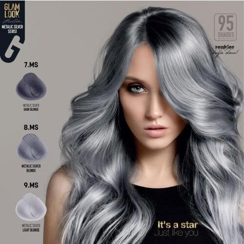 2 Packs Bioplex Glamlook Hair Dye "Unique" Silver Series Nourishing Hair Color Cream Makeup for Home and Hairdressing Salons