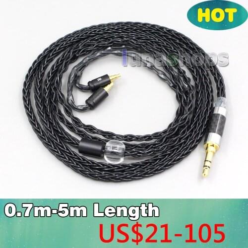 3.5mm 2.5mm 4.4mm XLR 8 Core Silver Plated OCC Black Earphone Cable For Sennheiser IE40 Pro LN006588