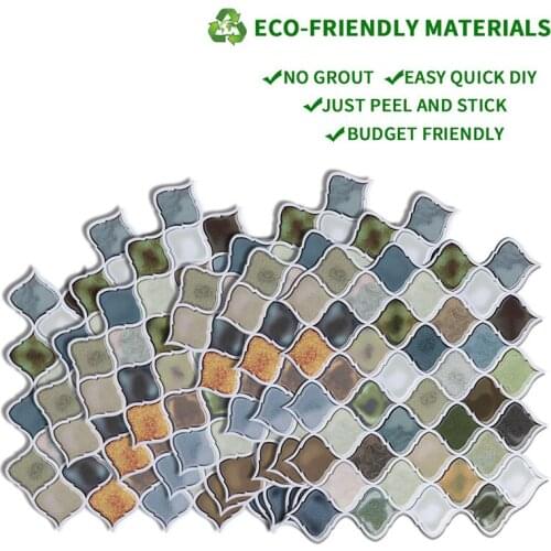 5-Pieces Stick on Backsplash Peel and Stick Mosaic Tile Interior Wall Decoration for Kitchen Bathroom Easy Peel off Wall Tile