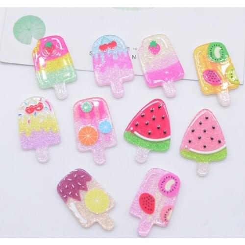 50Pcs/lots 15*25mm Sweet Ice Cream Resin Furit Cake Print Acrylic Sheet Pattern DIY Jewelry Making Ornament Accessories A59