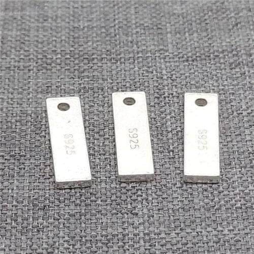 8 Pieces Sterling Silver Rectangle Bar Charms Quality Tag for Bracelet Necklace