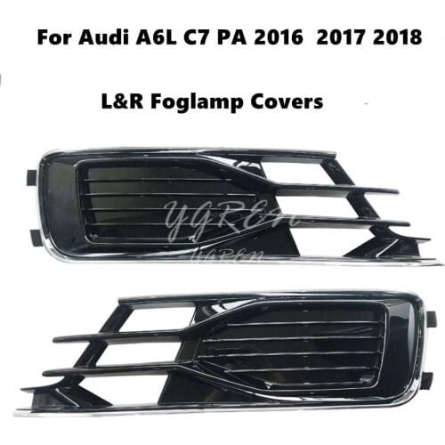 ABS Plastic Front Grill Bumper Fog Lights Frame Trim Cover fit for Audi A6L C7 2016 2017 2018 PA Decoration Strip