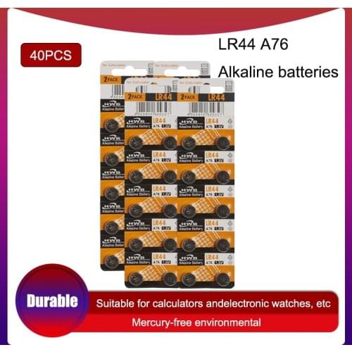40pcs/4Packs For Maxell LR44 A76 AG13 0%Hg SR1154 357 LR 44 1.5V Cell battery batteries For calculator 0%Hg