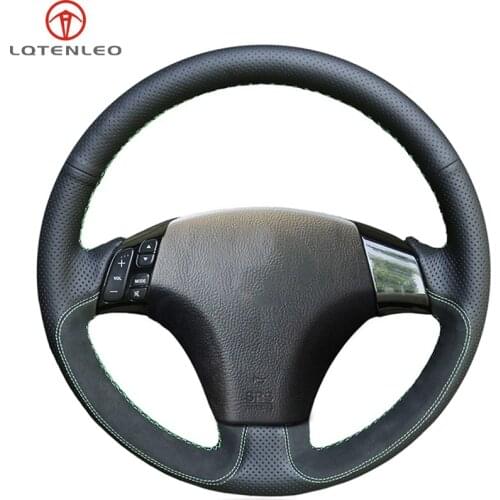 LQTENLEO Black Suede Leather Steering Wheel Cover For Mazda 3 2003-2012 Mazda 5 Mazda 6 Mazda 8 2004-2010 Mazda MPV 2004-2006