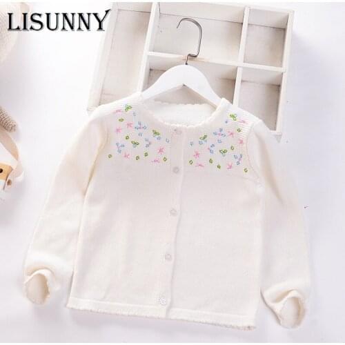 Toddler Coat Girls Cardigan Sweater 2021 Autumn Winter New Kids Sweater Embroidery Floral Children Jacket Baby Clothes 2-7y