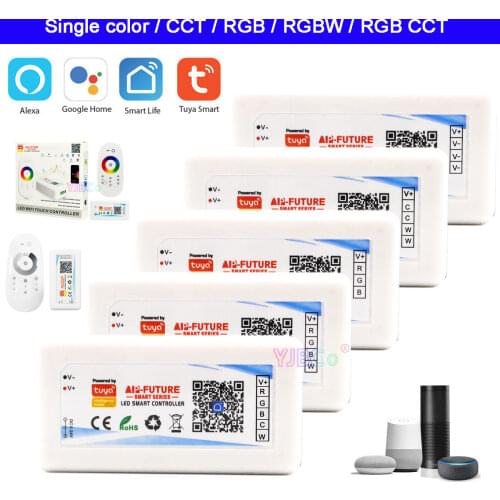 2.4G Tuya Smart Wifi led Controller Alexa Google Home Voice DC5-24V Single color/CCT/RGB/RGBW/RGB+CCT LED Strip phone APP