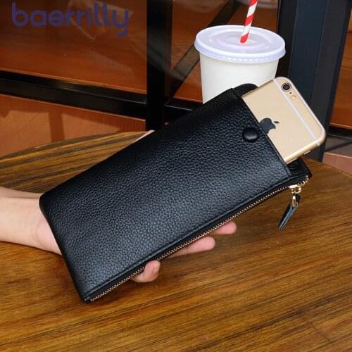 Fashion Genuine Leather Wallet Zipper Women Wallet Long Clutch Bags Money Pocket Female Coin Purse Zipper Card Holder Carteira
