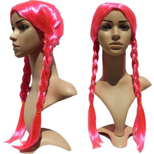 Halloween Costumes Princess Cosplay Headwear Red Braids Anime Ladies Long Hair Party Accessories