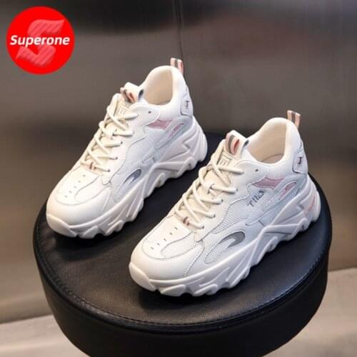 Superone Women Sneakers Genuine Leather Thick Bottom Shoes Women Fashion Cool Ladies Spring Autumn Shoes Footwear Size 35-40