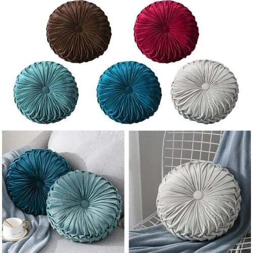 Round Chair Throw Handcrafted Pleated Round Cushions Pillows for Home Car