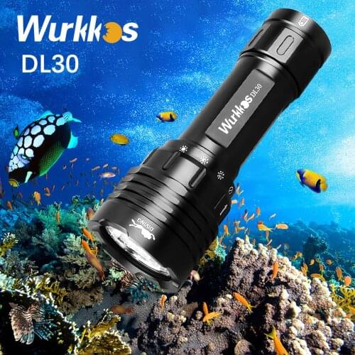 Wurkkos DL30 Dive Light 21700 LED Flashlight Underwater IPX-8 Waterproof Torch 3600lm Triple LH351D Magnetic Control Ring Switch