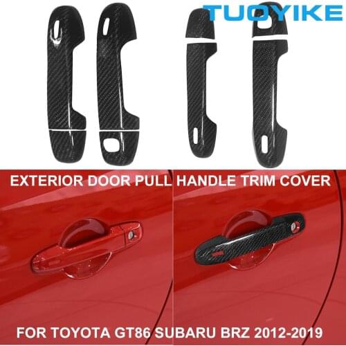LHD RHD Car Styling Real Carbon Fiber Outer Door Pull Handle Exterior Cover Trim Panel Sticker For Toyota GT86 Subaru BRZ 12-19