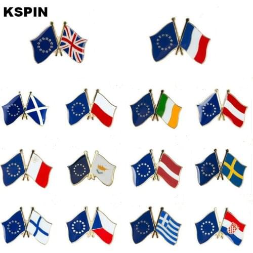 Metal Badge Eropean Union Friendship Flag Lapel Pin Military Badge Beautiful Brooches Coins Collectibles