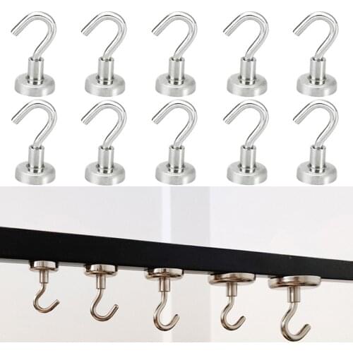 10-30 pcs Super Strong Magnetic Hook 10mm 20mm Heavy Duty Kitchen Bathroom Wall Hanging Towel Coat Clothes Magnet Hanger