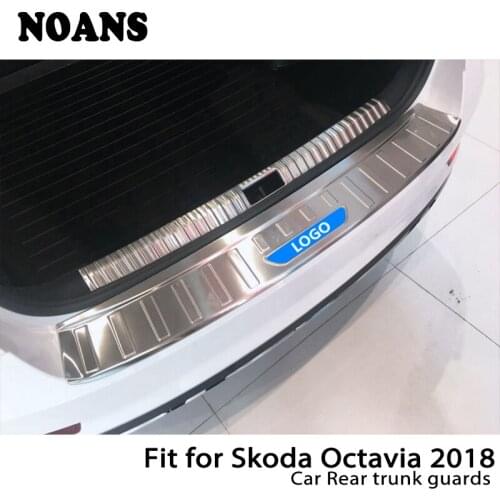 NOANS For Skoda Octavia A5 A7 MK3 2018 Auto Car Rear Trunk Door Bumper Anti Scratch Strips Stainless Steel Accessories